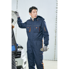 지벤 ZB-S1496 오렌지 배색 포인트 상하일체형 패딩, M