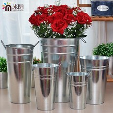 양철통 화분 인테리어 아연 도금 철 양동이 꽃 양동이 목회 철 양동이 꽃 웨딩 소품 철, No. 5 물이 보일 것입니다 방수는 비고가 필요, 큰