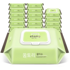 꿈토리 뉴 가득찬챔프 엠보싱 유아물티슈 캡형 55gsm, 100매, 20팩