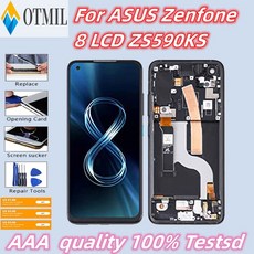 터치 스크린 디지타이저 어셈블리 ASUS Zenfone 8 LCD ZS590KS ZS590KS 2A007EU I006D 디스플레이 5.9 인치, With Silver Frame