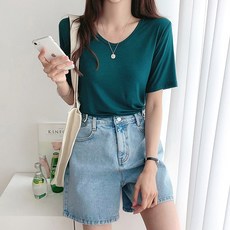 슈가펀 촉촉한U넥반팔티셔츠