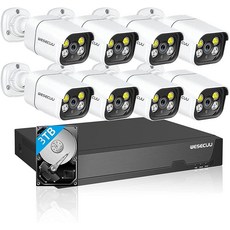 WESECUU Poe 보안 카메라 시스템 4K CCTV 카메라 보안 시스템 IP 홈 보안 카메라 4개 실외 양방향 오디오 인간 감지 24-7 녹화 홈 키트용 1TB HDD 포함, 2K 8 Cameras+2TB