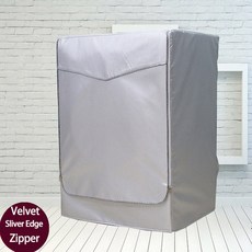 옥스포드 천 가정용 플러스 벨벳 세탁기 커버 실버 코팅 선스크린 방진 방수 세탁 케이스, [01] Silver edge Zipper, [03] 60x50x85cm M