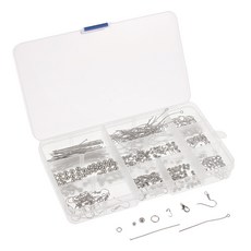STK Jewelry Making Supplies Kit 함께 Lobster Clasp Jewelry Beads 및 Open Jump Rings 용 DIY Necklace Bracelet Earring 및 Beading, 설명, 화이트 K, 금속