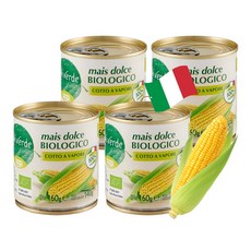 COOP 비비베르데 이탈리아 유기농 스위트콘(옥수수콘) 160g 4캔 무설탕 무첨가물 Non GMO, 4개
