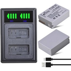 카메라배터리 교체 디지털 충전용 캐논 파워샷 G15 G16 G1X G3X SX40 HS SX40HS SX50 SX60 카메라용 피클 파워 NB-10L 배터리 2팩 및 LED 듀, 2 batteries with dual-slot cha