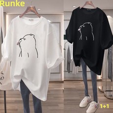 Runke 여성 반팔 캐주얼 티셔츠 빅사이즈 2장 M~4XL