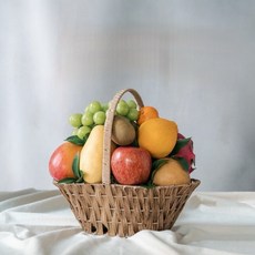 과일바구니 과일선물 프리미엄과일선물세트 고급보자기 노리개 포장, 1개, 아이보리