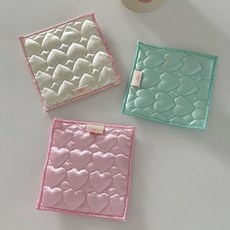 인스타 감성 인테리어 마카롱 하트 비단 패브릭 컵받침 3종1세트(3color), 1세트, 민트&화이트&핑크