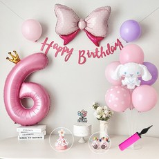 연지마켓 시나모롤 산리오 생일풍선 파티세트, 핑크실속숫자(6)