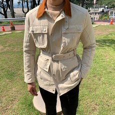 남자 바버필드 로만 벨트자켓 야상점퍼