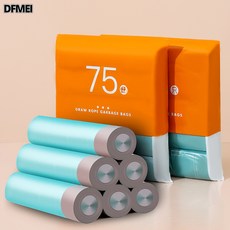 DFMEI 컬러 5롤 75마리 두꺼운 스트링 휴대용 쓰레기봉투 주방 일회용, 믹스스트링5롤/75마리