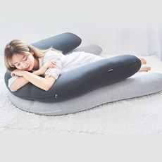 마켓드봉 L자 U자형 바디필로우 안고자는 롱쿠션 긴베개, 소프트블랙