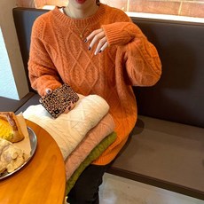 니트 스웨터 가을 트위스트 라운드 넥 겨울 가을 여성니트 여자 브이넥 크롭 루즈핏 울 플로티