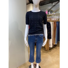 티렌 네크라인 배색 짜임니트 L203PWK701