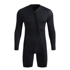 KIKOOAQUA 3mm 남녀 긴팔반바지 잠수복 바디슈트 서핑 스킨스쿠버, 블랙집업