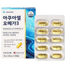 아쿠아셀 오메가3 1300mg 60캡슐-EPA및 DHA 함유유지 비타민, 60개, 1개