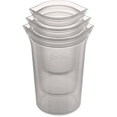 Zip Top 집탑 실리콘제 실리콘백 보존 용기 [일본] 컵 3종 세트 전자레인지 조리 식기세척기 대응 그레이 ZipTop, 상품명참조