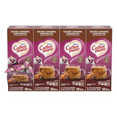 Nestle Coffee Mate 커피 크리머 아몬드 밀크 액체 크리머 싱글 식물 기반 유제품 없음 냉장 없음 11.1ml (0.4온스) 통 (200개 팩), 솔티드 캐러멜 초콜릿, 200개, 1개입
