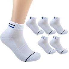 더베이직 남성용 두꺼운 이중쿠션 두줄 스포츠 단목 양말 6켤레, 화이트, 6개