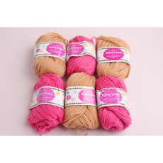 벨루가 니팅머신 전용 연습용 미니 뜨개실 털실 6볼 SET 핑크 그레이 베이지