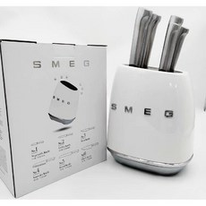 스메그 SMEG 가정용 신혼부부 칼세트 칼블럭 칼수납 보관함 홀더 SMG 세트, E. 화이트