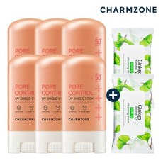 charmzone 하프단독 포어 컨트롤 UV쉴드 선 스틱 20GX6개+징코 클렌징티슈 10매 X2개 증정, 해당없음, 해당없음, 선택/01_UV쉴드 선스틱 20g