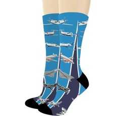 ThisWear여성과 남성을 위한 이 옷 조종사 선물 비행기 신기 양말 항공 승무원, Blue_1