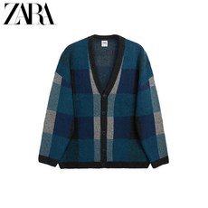 해외 zara 2020 남성 체크 자카드 니트 가디건 057-27016
