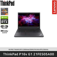 [레노버]ThinkPad P16v G1 AMD 21FES05A00 R9-7940HS/DDR5 16GB/512GB/RTX 2000 Ada/FreeDos, Free DOS, 16GB, 512GB, 블랙