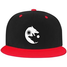 남자 여자 늑대와 음양 조절 Snapback 모자 중성 힙합 야구모 트럭 운전사 아빠모, 빨강, 단일 크기, 1개 - 늑대모자