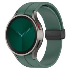 삼성에 적합한 갤럭시 워치 6 5 4 클래식 스트랩 47mm 43mm 44mm 40mm 마그네틱 버클 프로 45mm용 정품 실리콘 밴드, 12 Pine green, 05 Watch 6 Classic 43mm