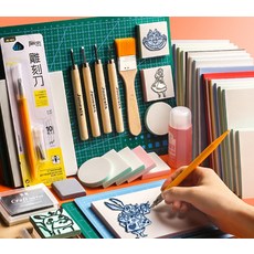 초보 고무도장 세트 지우개 조각칼 조각 DIY 도구 도장도안