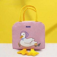 나해솔하우스 오리 도시락 보온백 보냉백 런치도시락가방 소풍 필수템, 핑크