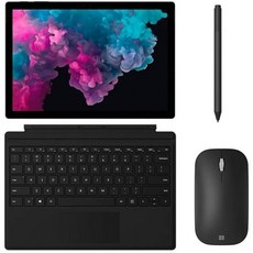 키보드 표면 펜 및 마우스가있는 Microsoft Surface Pro 6 Black 12.3 "(2736 x 1824) 터치 스크린 태블릿-인텔 8 세대 코어, 단일옵션, 단일옵션