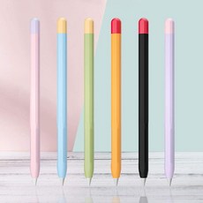 더언브랜디드케이스 애플펜슬 2세대 파스텔 투톤 슬림 실리콘 케이스, 오렌지, 1개