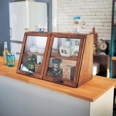 단단한 나무 식당 캐비닛 일본식 찬장 주방 가정용 보관 조미료 식탁 조리대 마감 사물함, D브라운2색60CM길이