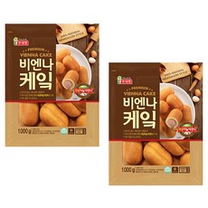 [다만세푸드] 롯데햄 비엔나 케익 1kg x 2봉 / 의성마늘 비엔나 핫도그, 2개