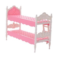 GHSHOP 12th 인형 집 이층 침대 소형 이층 침대 시뮬레이션 침실 어린이를위한 놀이 장난감 가구 모델 장난감 마이크로, 31.2cmx12.5cmx23.2cm, 플라스틱, 분홍색, 1개