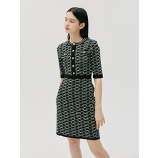 질스튜어트뉴욕 블랙 로고패턴 코튼혼방 5부소매니트원피스 JSSW2D530BK 368614