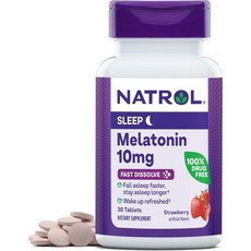 Natrol Melatonin 10mg Strawberry-200 Fast-Dissolve Tabl, Strawberry, 30 Count (Pack of 1)