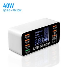 60W 빠른 충전 QC 3.0 4.0 USB 충전기 어댑터 USB C 충전기 전화 태블릿 빠른 충전기 폰 12 프로 Xiaomi 화웨이 삼성, EU 플러그, 1개