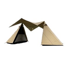 7-8인용 캠핑텐트 대형텐트 Flame 39s creed 5-8 인 방수포 태양 대피소 35㎡ a 타워베이스 캠프 일본으로 빠른 배송, 카키색 옷감