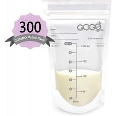 300 카운트(60봉지 5팩) 점보 밸류 팩 모유 보관 가방 - 7 OZ 사전 멸균 BPA 프리 누출 증명 이중 지퍼 밀봉 셀프 스탠딩, 단일옵션