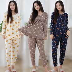 [오지다] 여성용 파자마 홈웨어 잠옷 상하세트