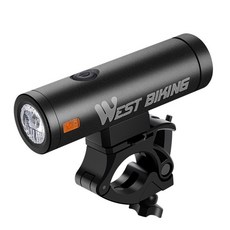 WEST BIKING 자전거 전조등 방수 사이클링 램프 C타입 충전식 LED 자전거 헤드라이트 1300LM, 블랙, 1개