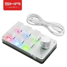 SIKAI 기계식 한손 편집 프로그래밍 메크로 키보드, 6키+1노브(유선+RGB), 회이트, 회이트, 6키+1노브(유선+RGB)