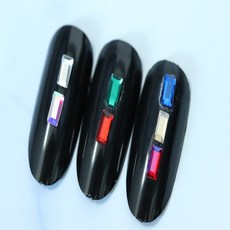 네일 미니 얇은직사각 네일스톤(3개입) 평스톤, 바-1-9.얇은직사각 초록(3개입)