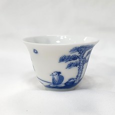 경덕진 약심배 청화 찻잔 2호 낚시 고급 선물세트 약심진장 다기잔, 1개, 단일