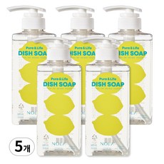노라 퓨어 앤 라이프 안심 1종 주방세제 레몬향 맨손설거지, 5개, 500ml